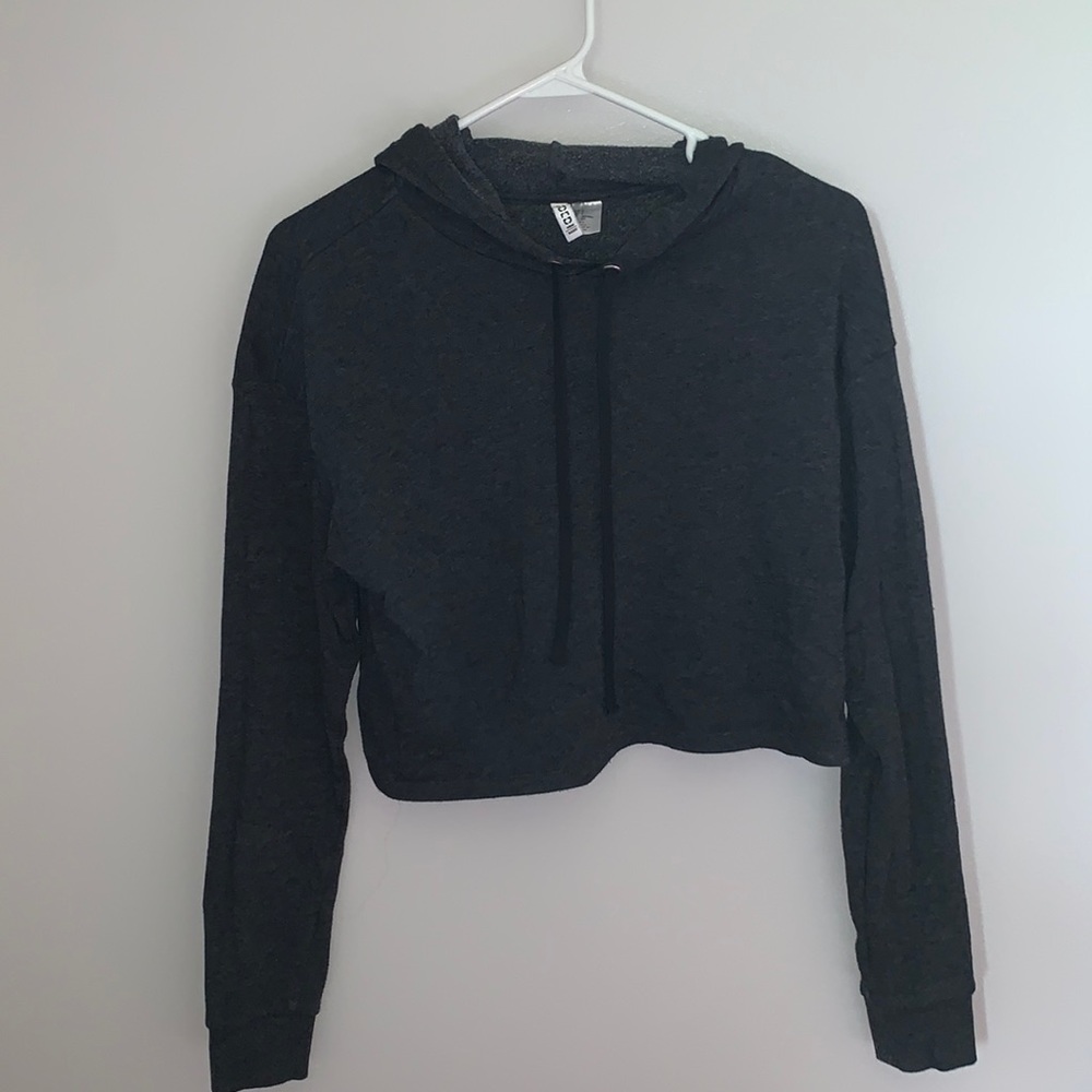 H&M dark grey cropped hoodie